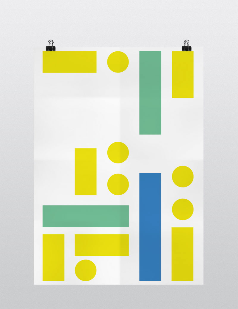 visual system abstract shapes green yellow blue