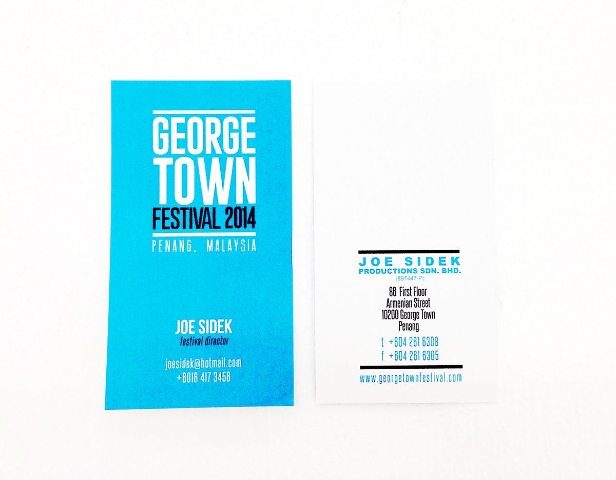business card print design blue george town festival