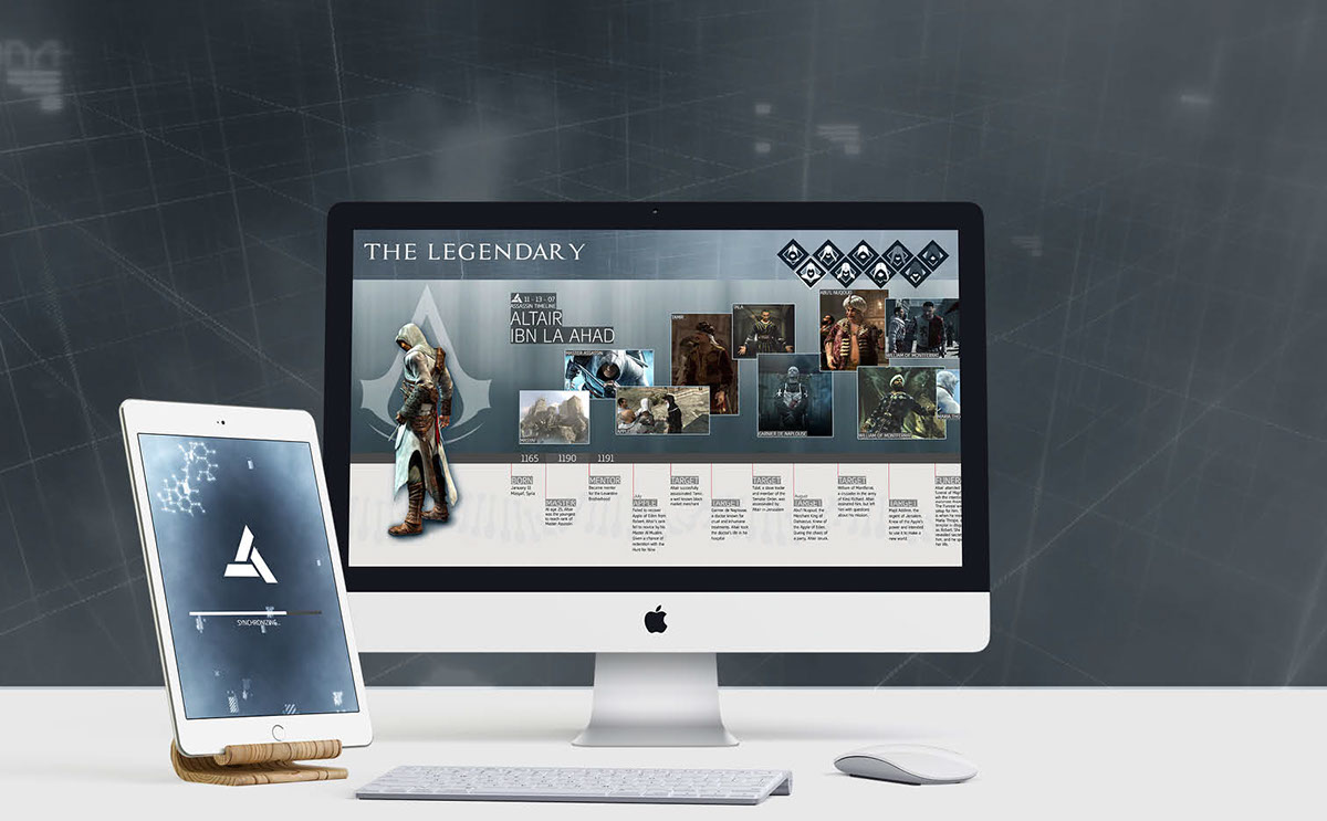Adobe Portfolio Assassin's Creed video game timeline design UI Web