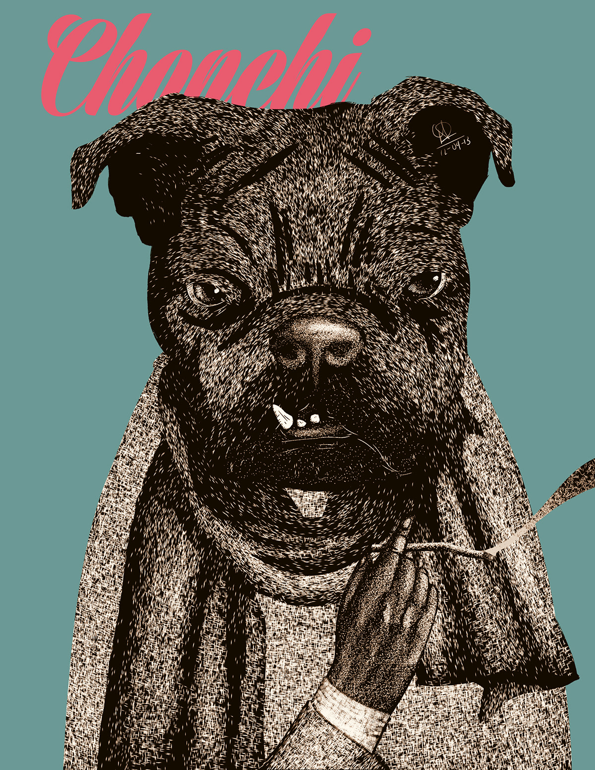 dog bulldog english smoking scarf