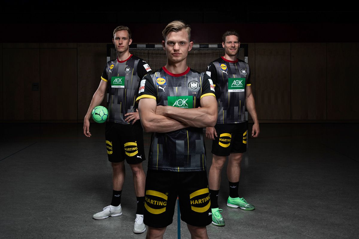 editorial handball jersey Photography  portrait puma sport Fashion  flashlight