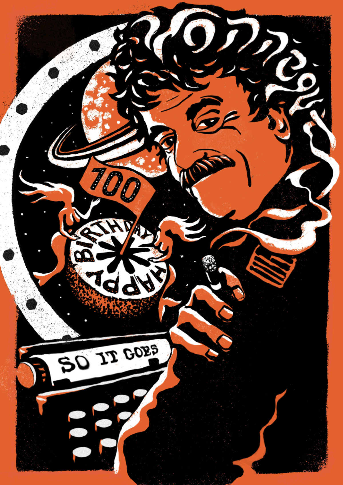 digital illustration Drawing  hommage ILLUSTRATION  portrait Vonnegut