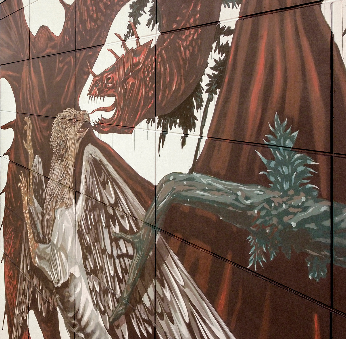 Cinema creatures dragon fantasy kingkong monsters Movies Nature urban art wall painting
