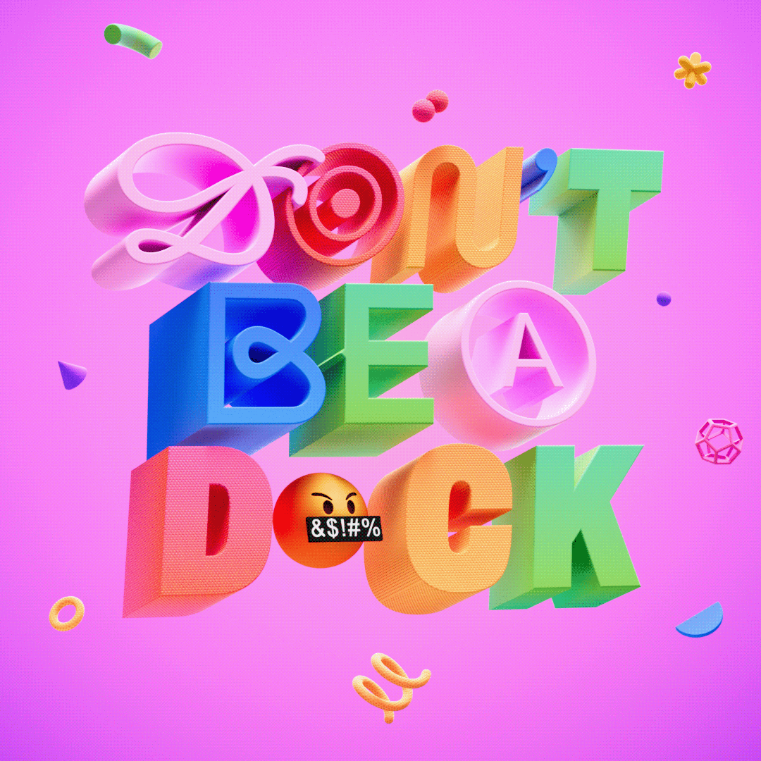3D typography   Meme colorful color happy Fun
