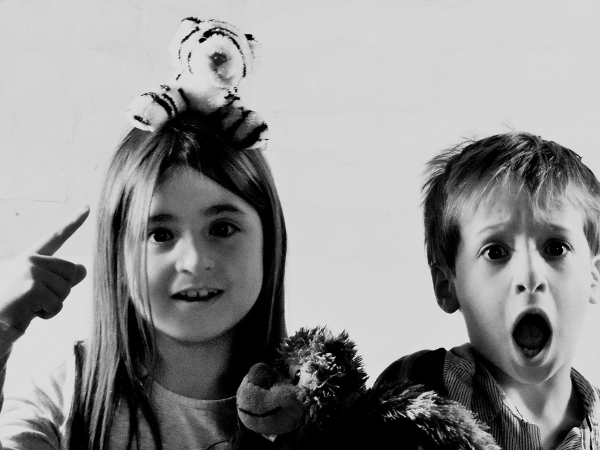 kids black and white portraits