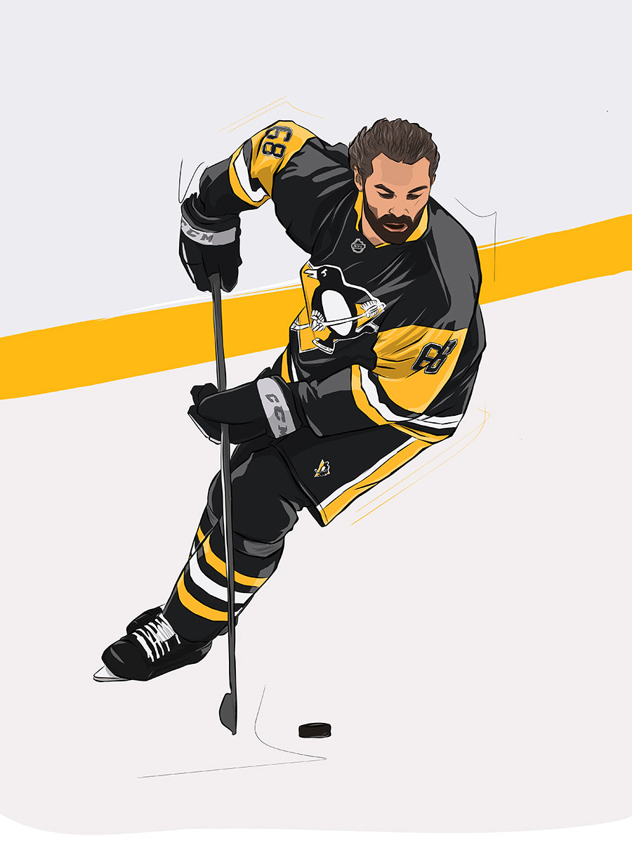 Jaromir Jagr - Pittsburgh Penguins | ice hockey player, vector illustration