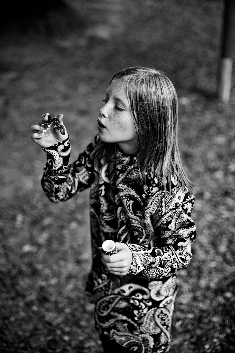 people portrait black & white b&w black and white child children girl bubbles