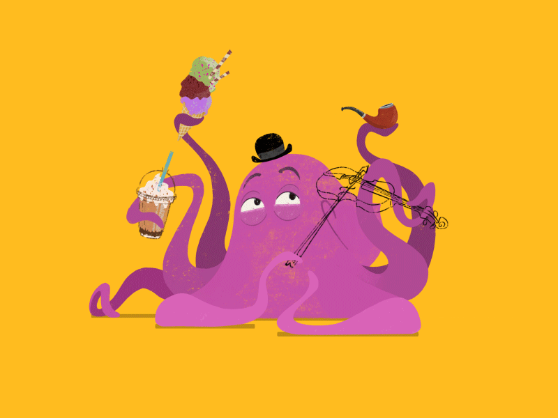 gif ILLUSTRATION  animation  cartoon Character design  tea Coffee craft bear octopus
