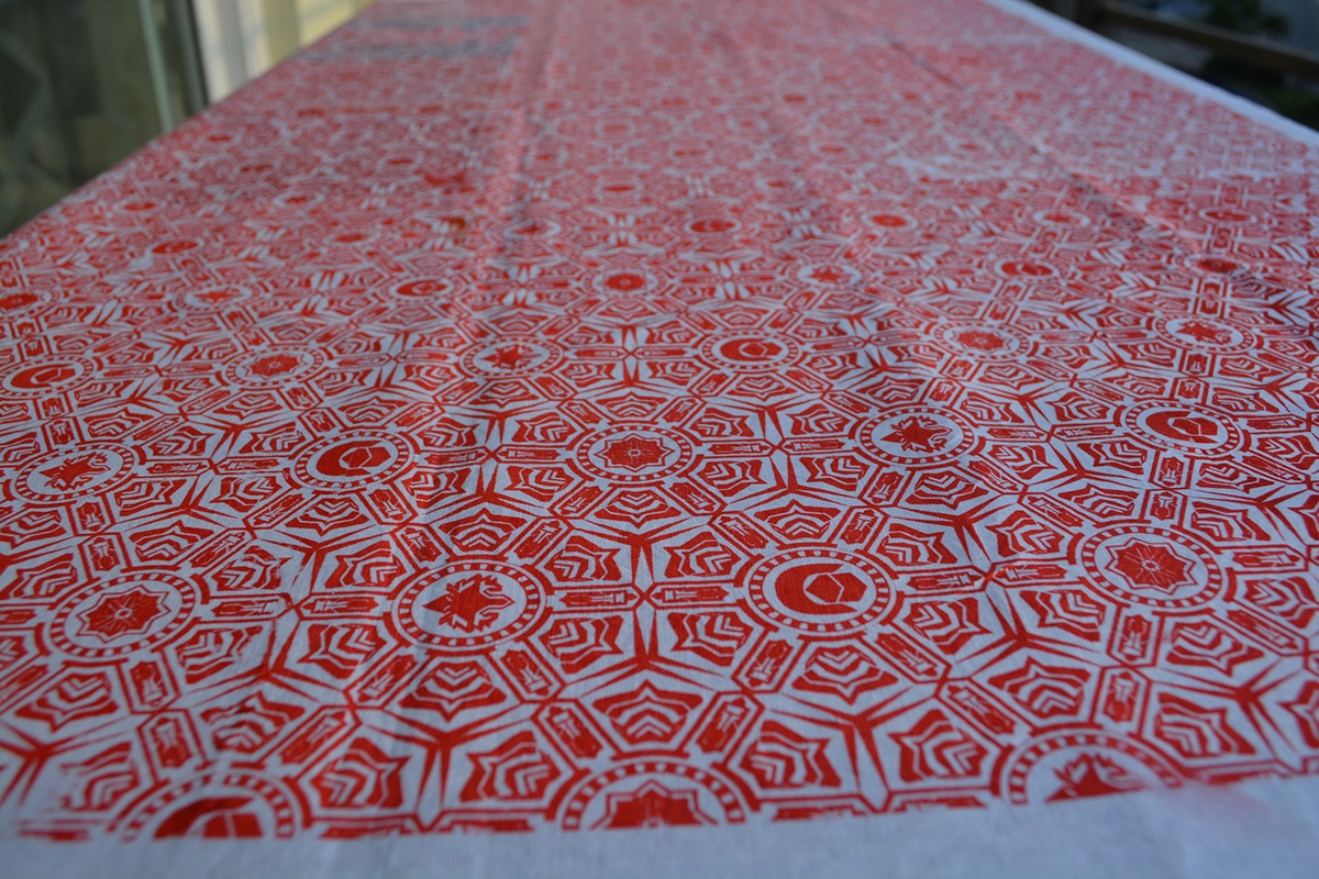 Saksham  verma karma Sukh MUKTI Geometrical screen print red cotton cloth
