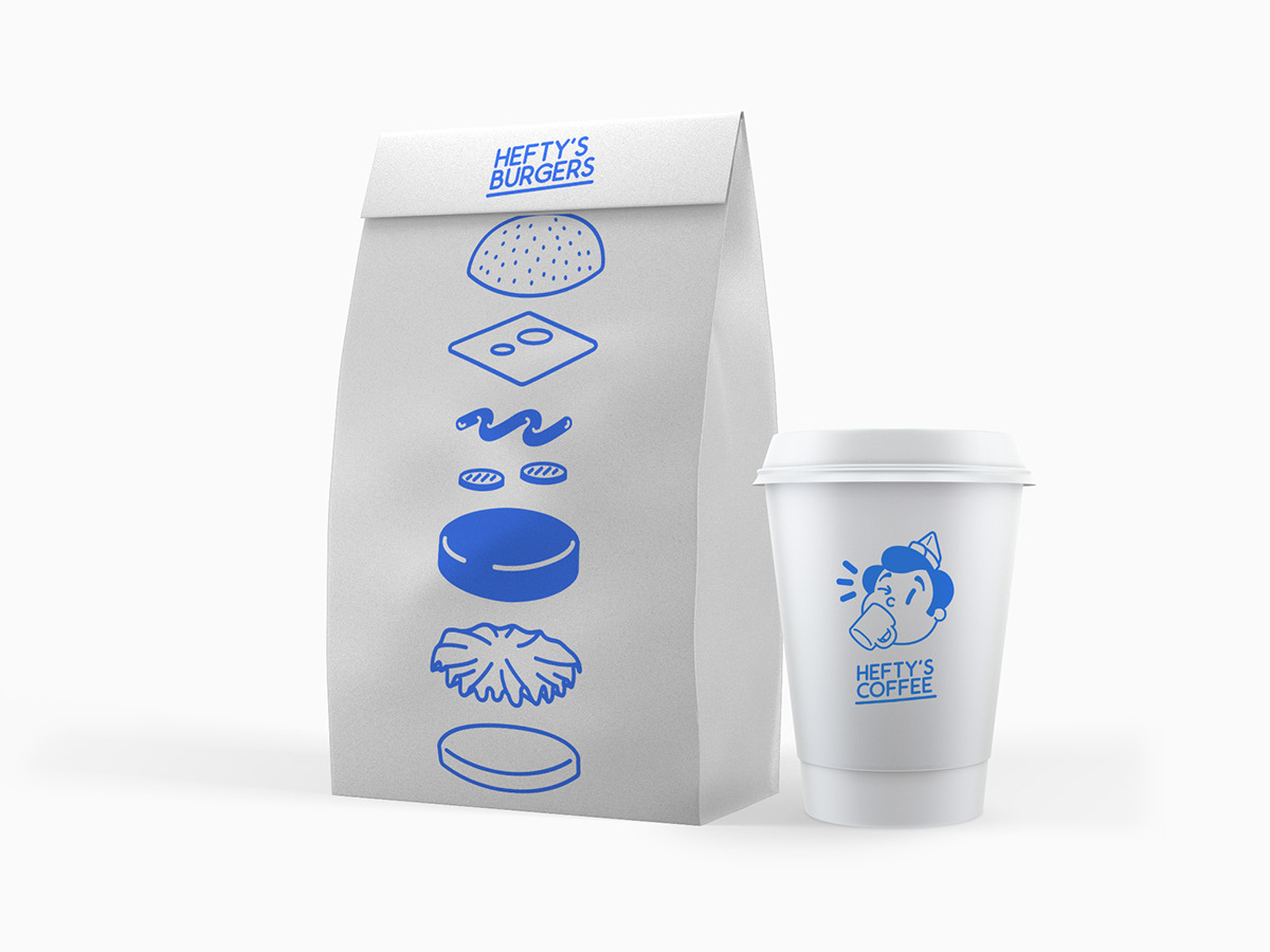 Food  Fast food restaurant identity Burgers menu Coffee Small Business Brand Design logo mark blue max fleischer stationary corporate