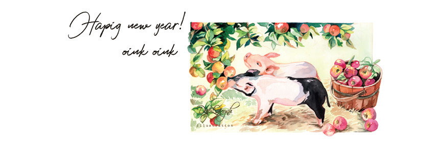 farmlife pigs watercolor ILLUSTRATION 