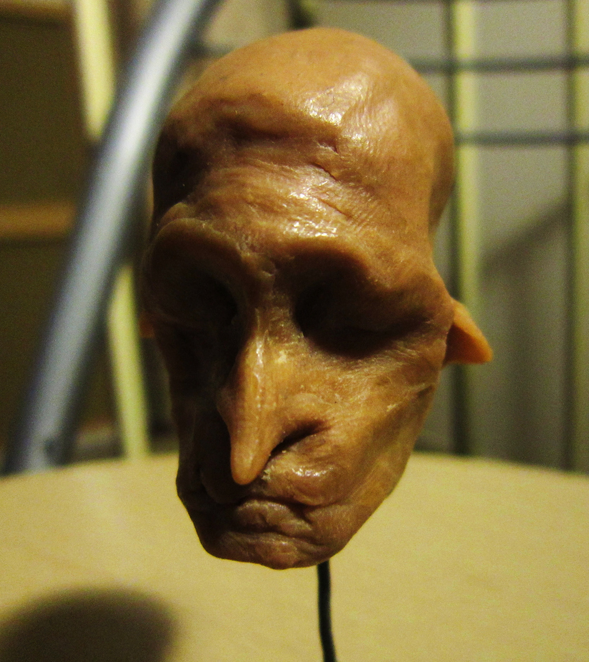 Wax work head effigy bust Character sculpture old man sleepy little head face dramatic