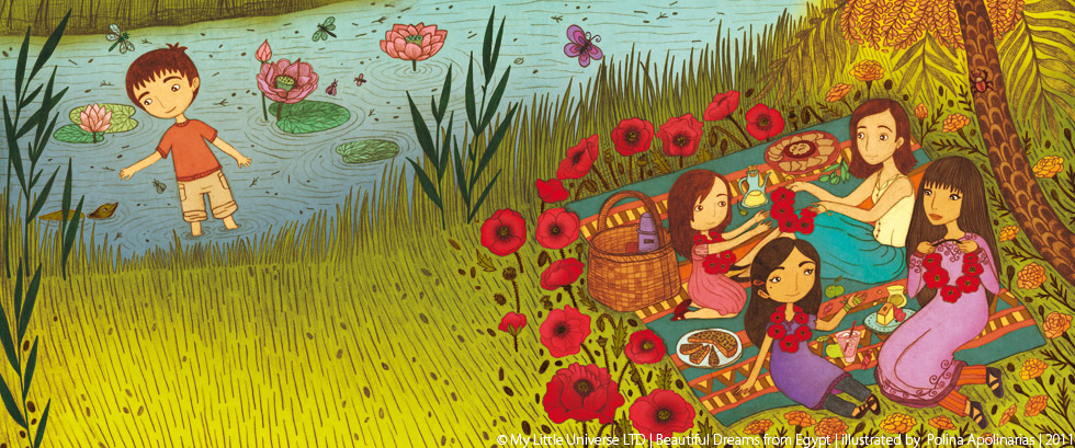 children's book egypt fairy tale Flowers family cute summer Travel Illustrator kids illustration