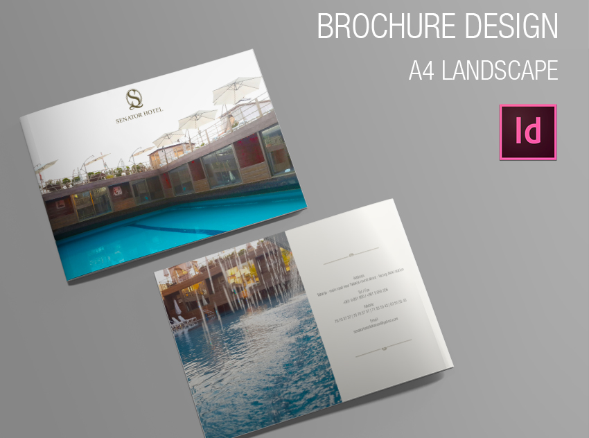 a4 Landscape brochure design graphic print hotel elegant
