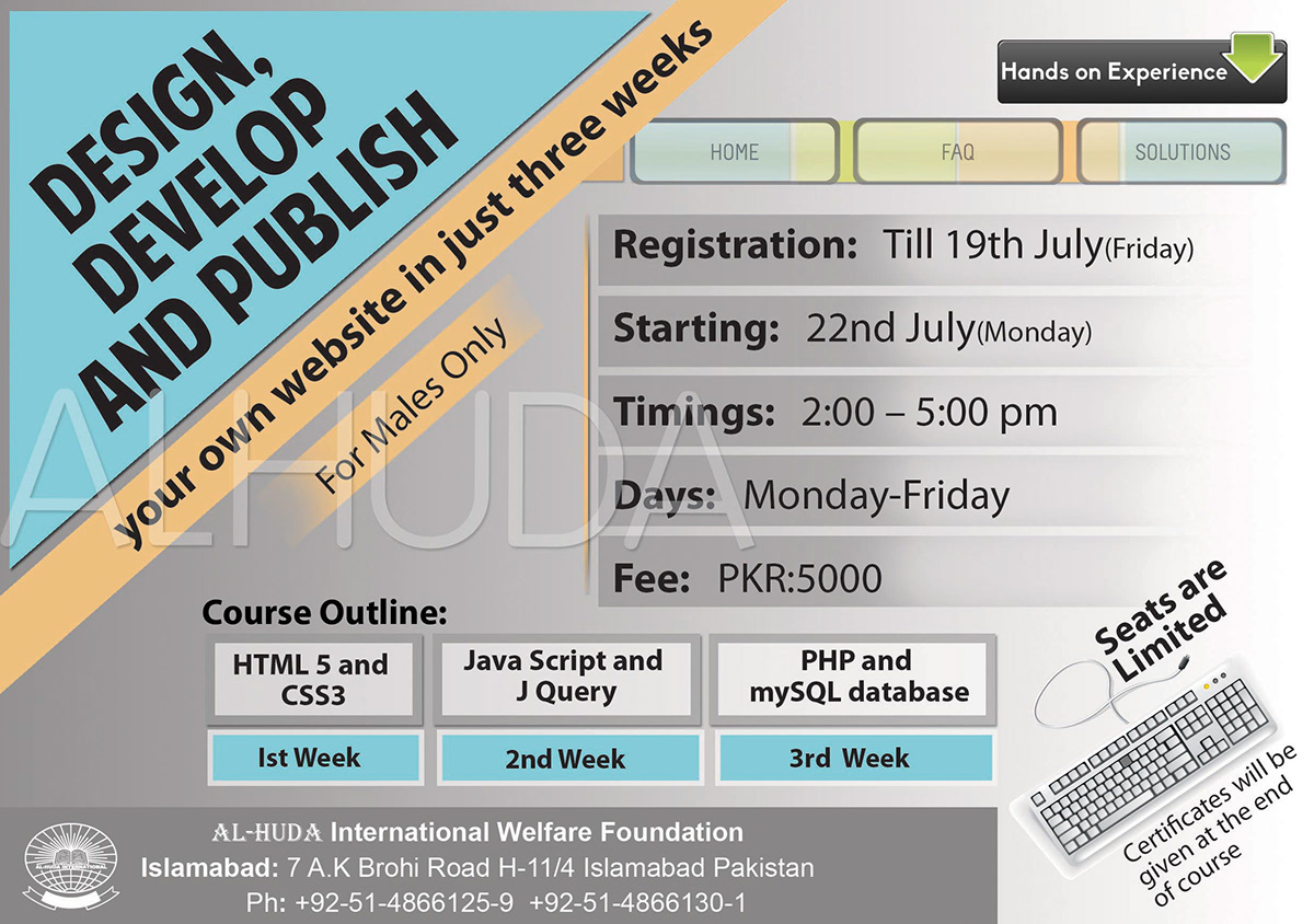 flyer Web Design Flyer course islamic alhuda  Islamabad  pakistan 