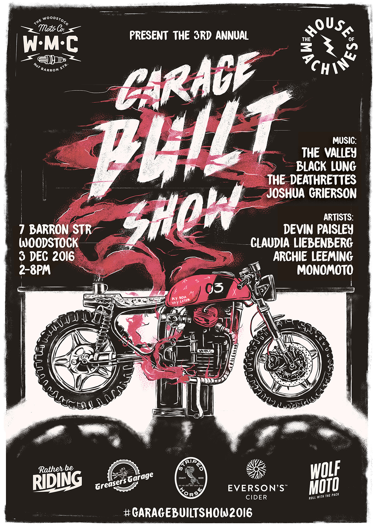 grunge motorcycle rough animation  build cafe racer Event poster ILLUSTRATION 