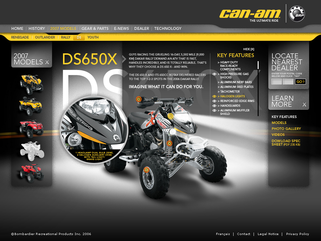 Website Design ATV Can-Am BRP Outdoor action
