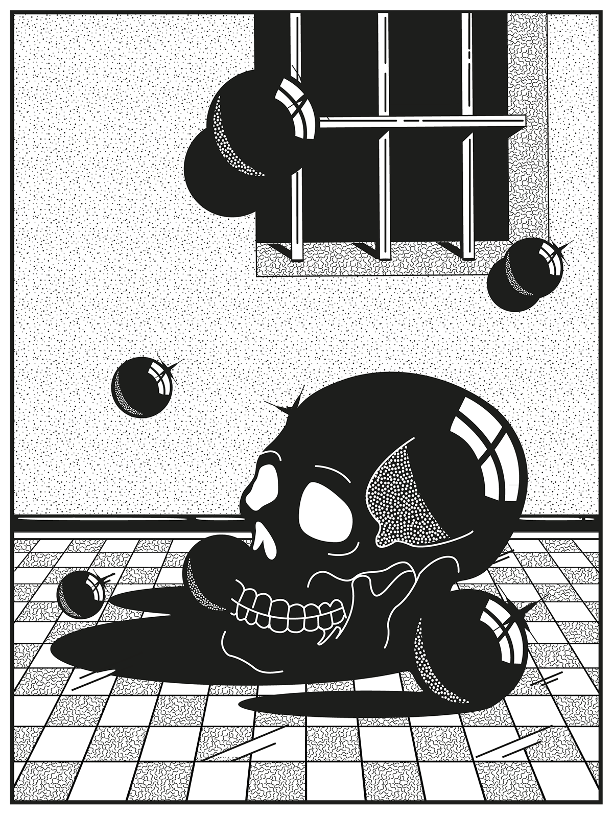 dark skull balls interiors vector graphic Vectorial Illustrator Patterns
