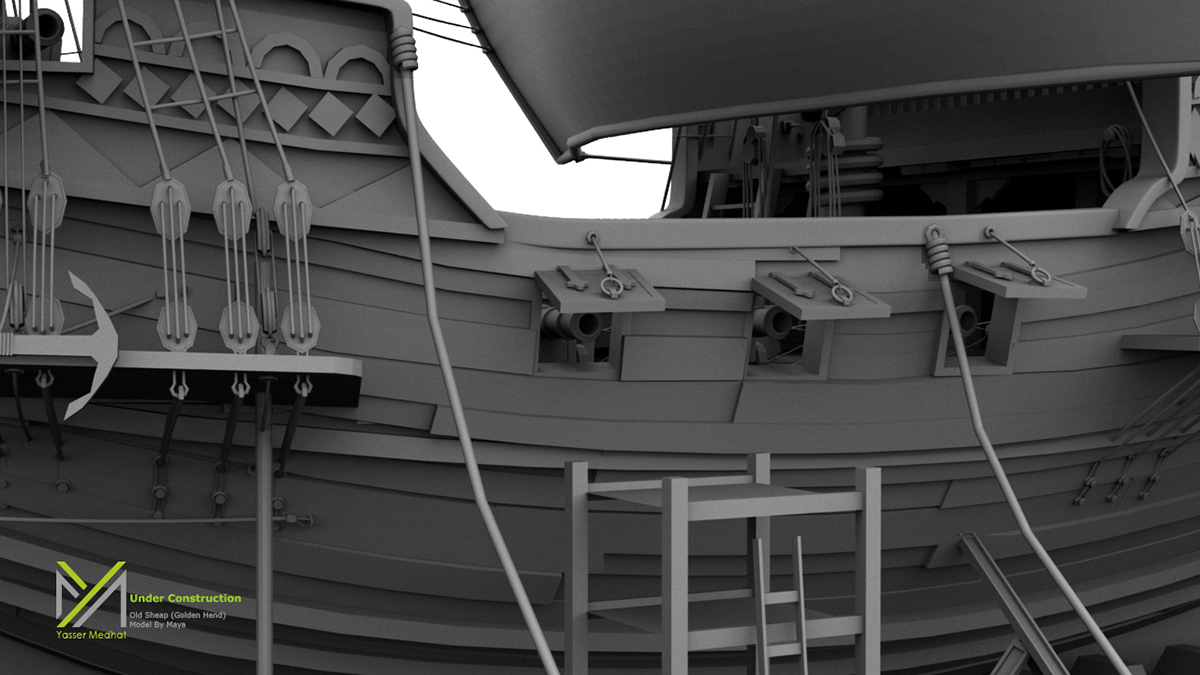 ship old ship modeling Maya