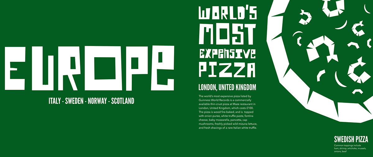 Pizza book typeface design Around the world book design adaa_2015 adaa_school pratt_institute adaa_country united_states adaa_print_communications