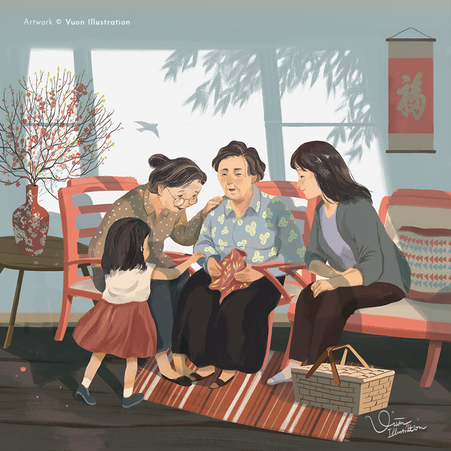 inspire AdobeSketch new year family Gathering generation vietnam children book Picture book