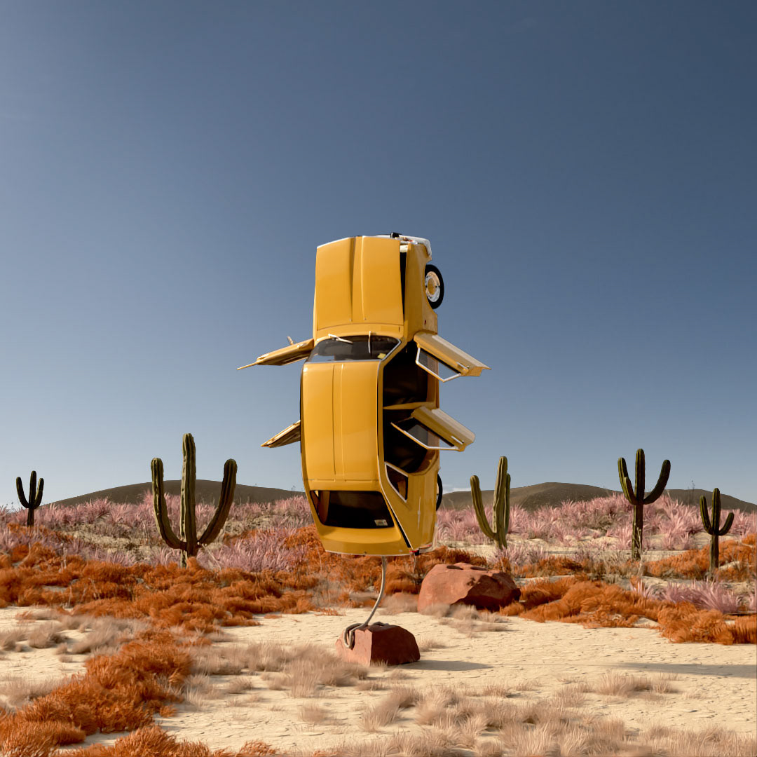 3D animation  car cinema4d Fly Landscape nft redshift SFX