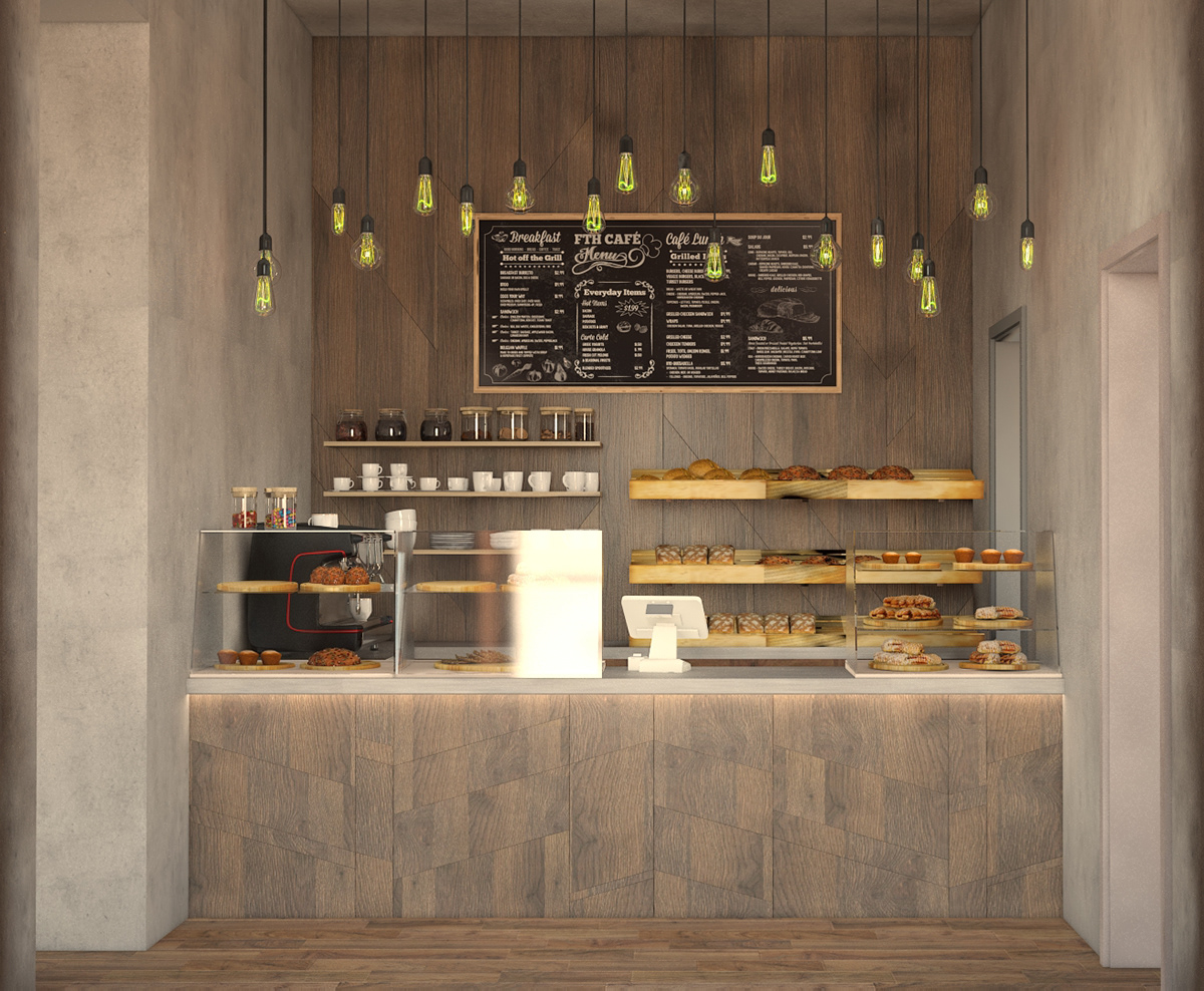 design Interior bakery cafe Render 3ds max V-ray
