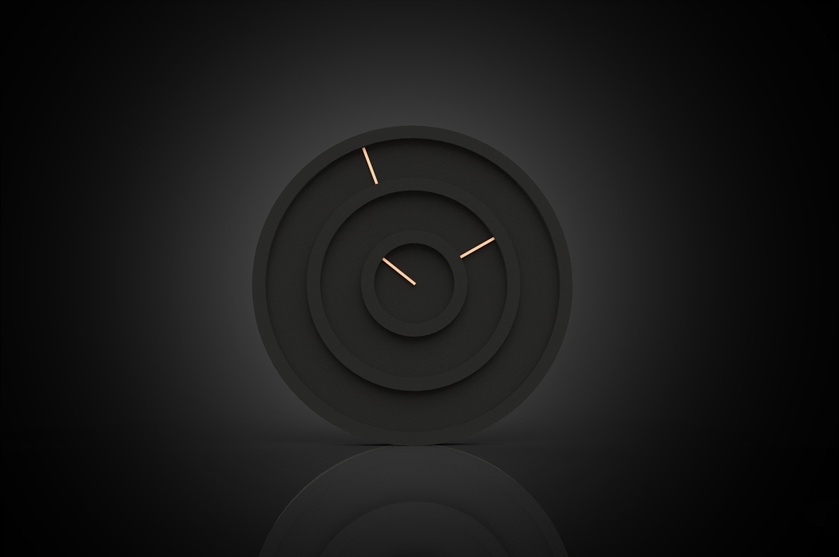 clock black copper minimal dark