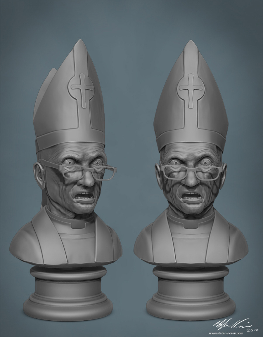 3D  sculpture Character bust preist bishop 3d art