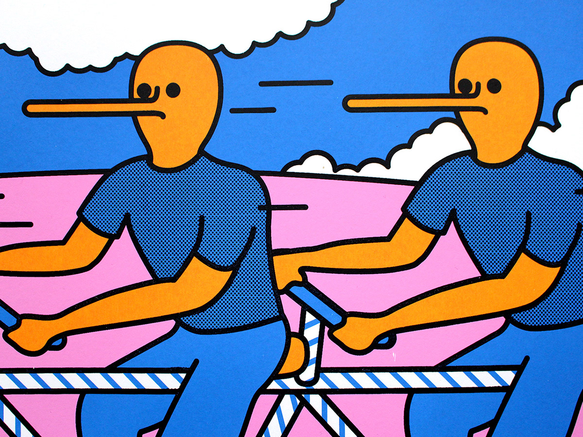 Bike graphic design  ILLUSTRATION  Nantes poster screenprint tandem triplette