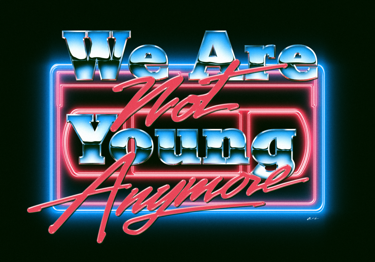 80s design chrome neon Logotype typography  