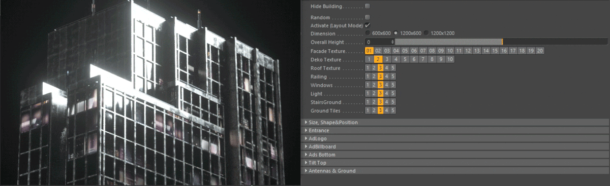 3D cinema4d city CityRig cityscape Generator octanerender   plugin Procedural random