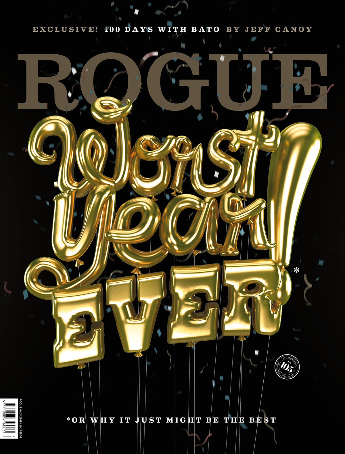 3D typography   magazine RogueMagazine lettering yearender Digital Art  cover balloon Fun
