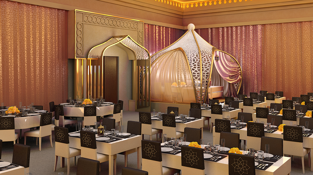 ramadan design 3D DESIDN 3d visualizer Visualizing Interior lighting doha Qatar hotel Freelance