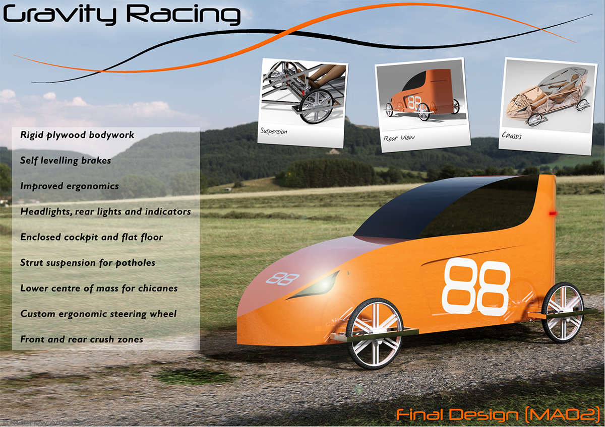 gravity Racing prototype under construction chassis Aerodynamics soapbox