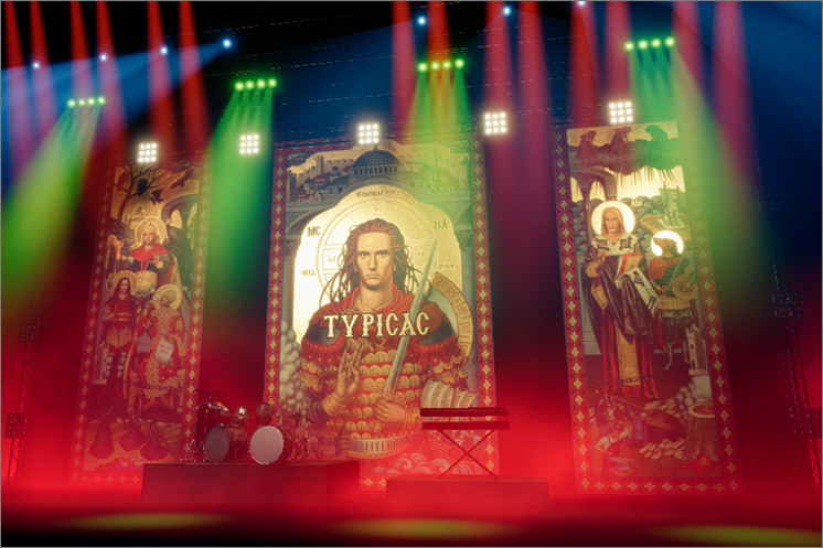 turisas band backdrop Stage Icon Byzantine eastern rome gold battle Christian