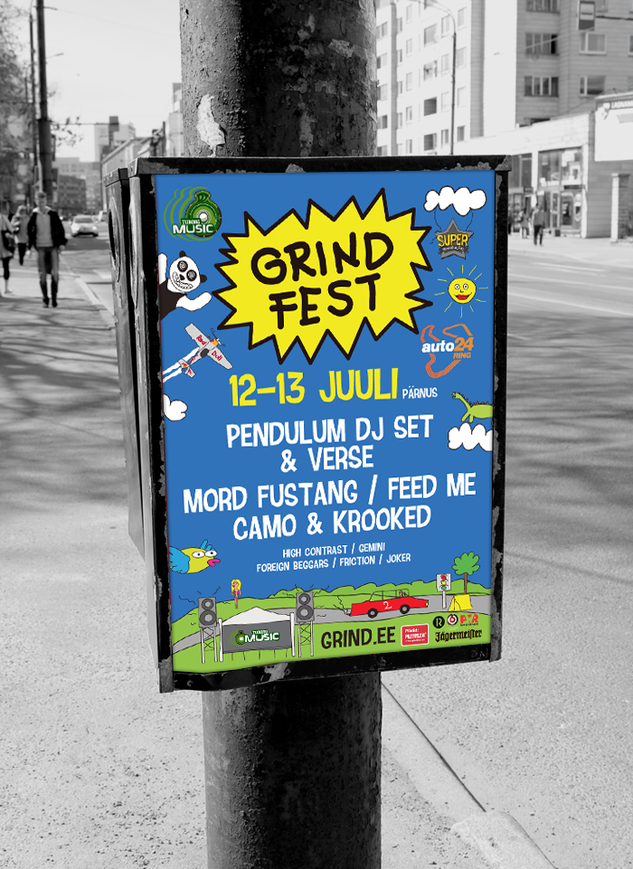grind Music Festival illustrations Poster Design summer concert electronic music STAGE DESIGN