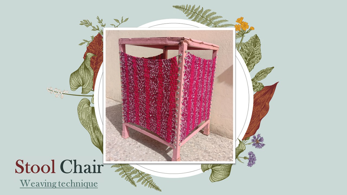 chair fabric furniture handwoven product design  reuse stool textile weaving design