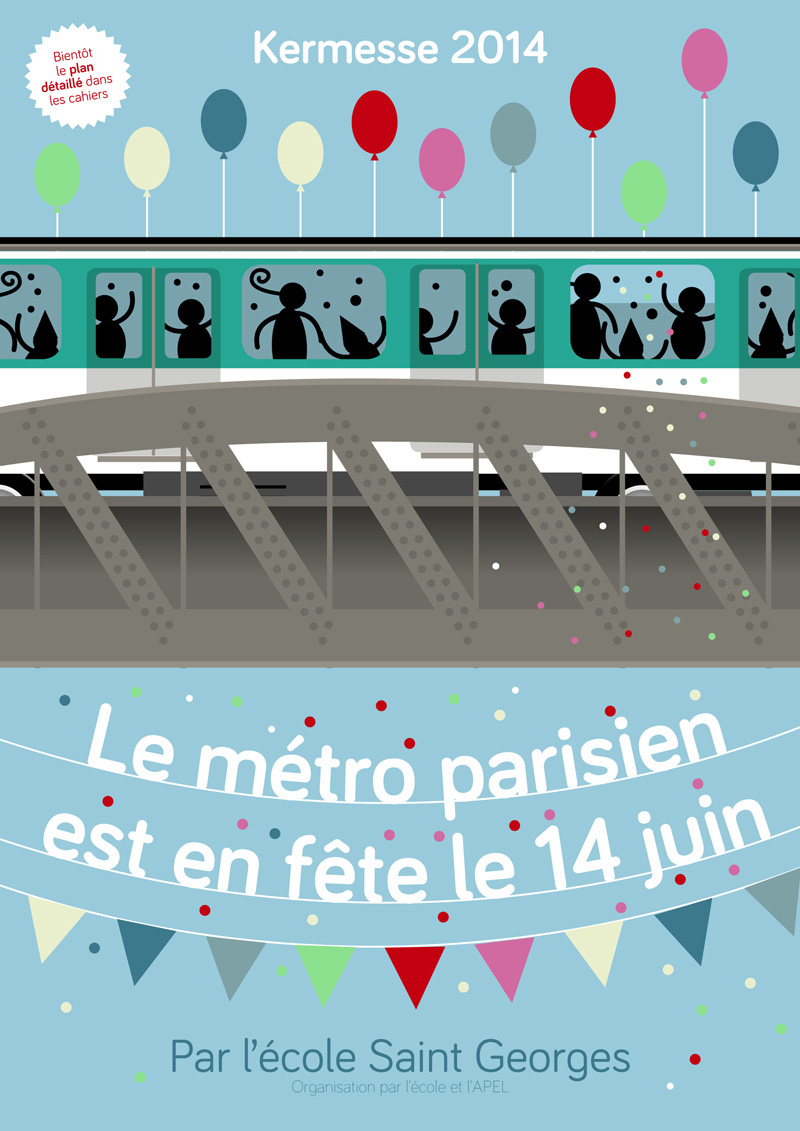 Kermesse fête party poster Program programme affiche Ballons balloons