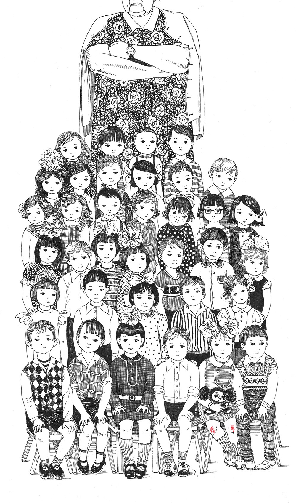 book illustration black and white girl child childhood kindergarten school growing up ussr kids