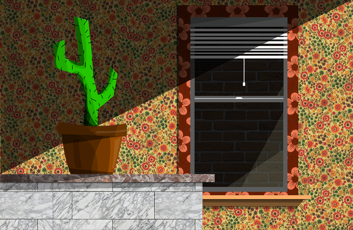 arizona cactus vector texture home Window pattern