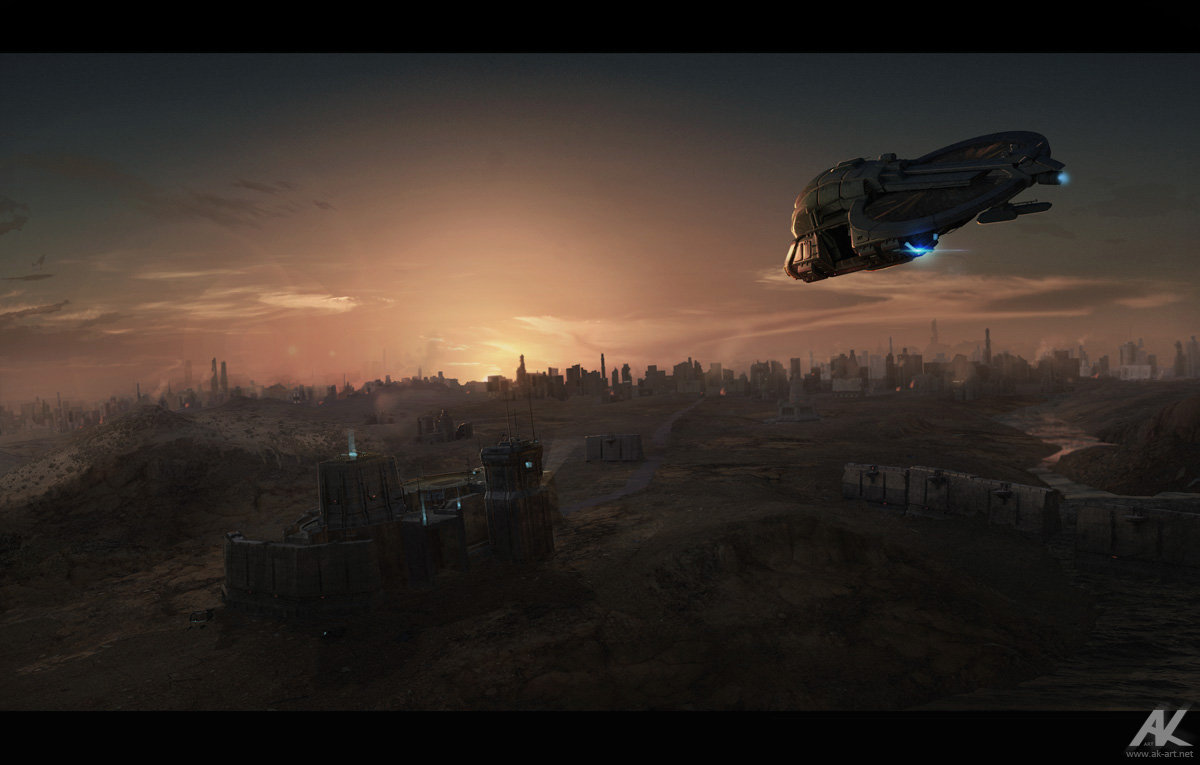 vfx design Matte Painting concept art post-apocalyptic mecha robots War mutants FPS Visual Development