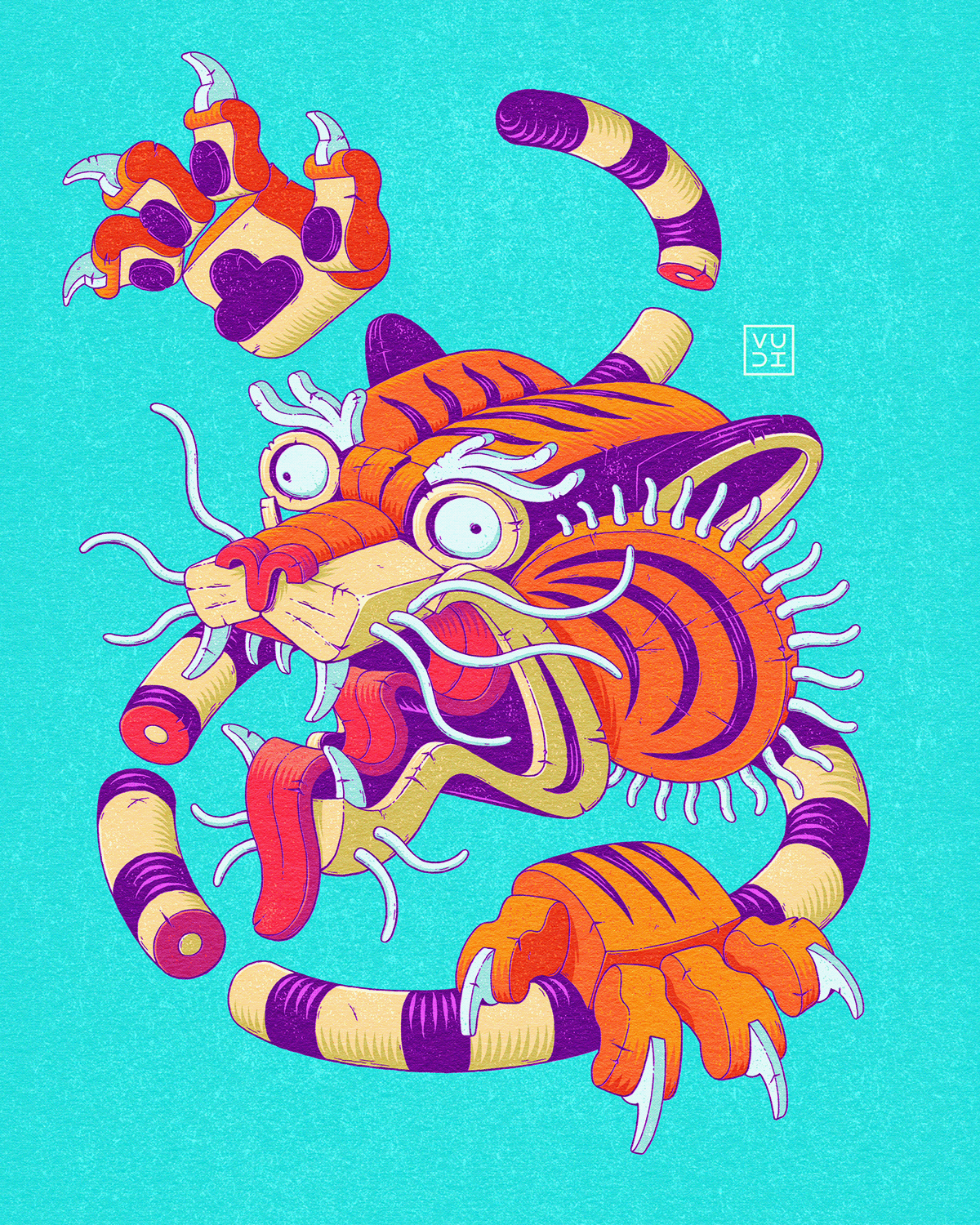 Cat Character design  crazy deconstructed deconstruction geometric ILLUSTRATION  tiger chinese new year