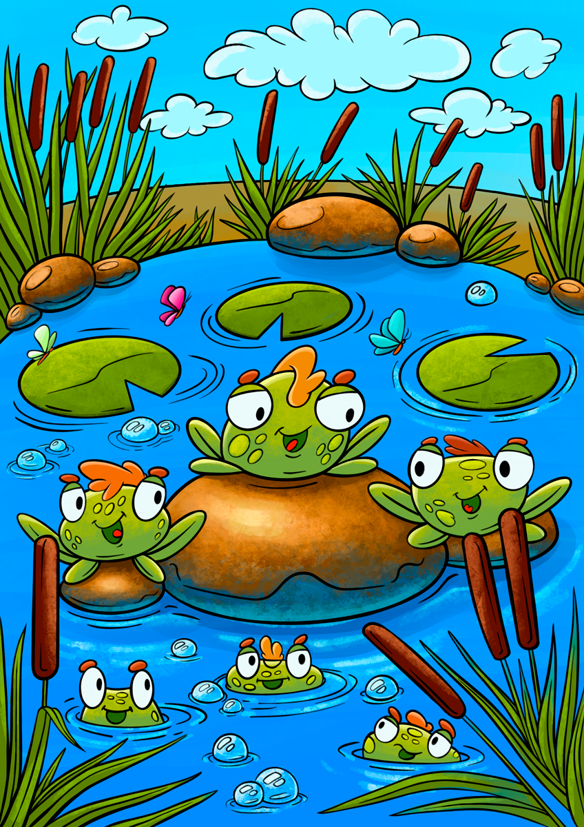 book cartoon Character design  children book children's Digital Art  Drawing  ILLUSTRATION  painting   toads