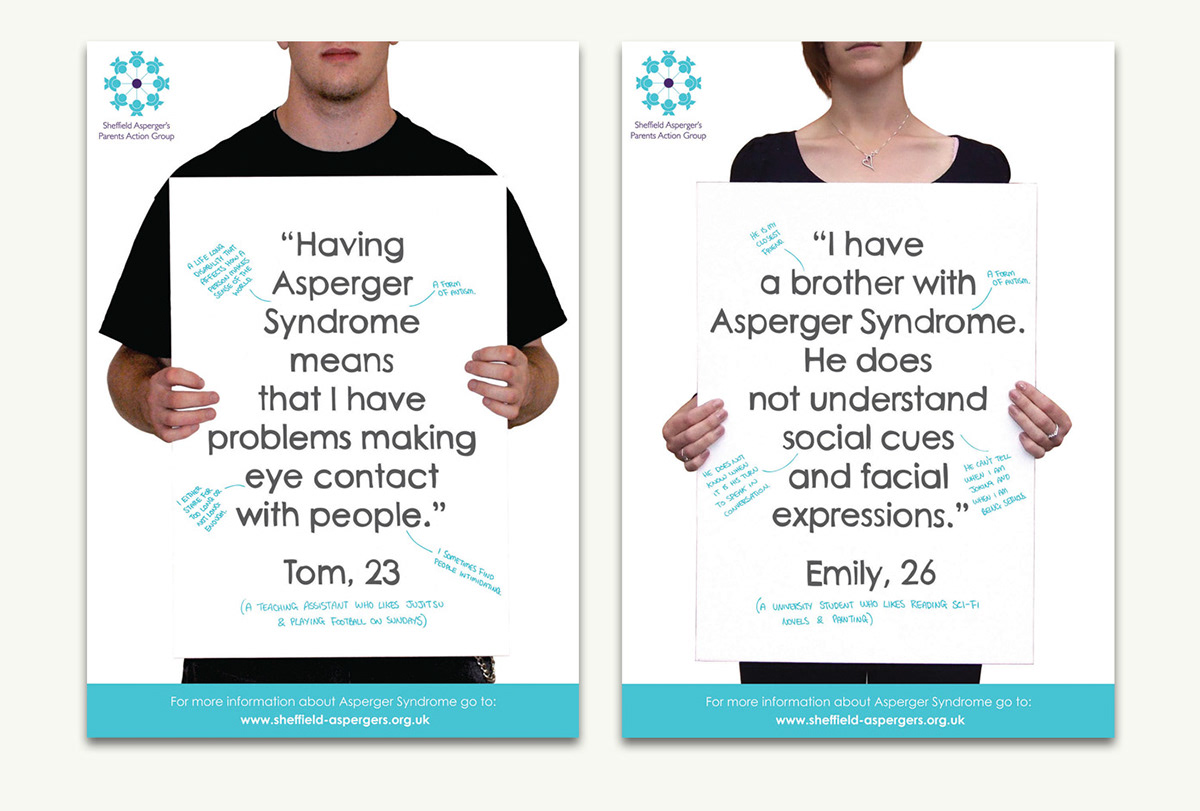 posters campaign charity aspergers syndrome print leaflet
