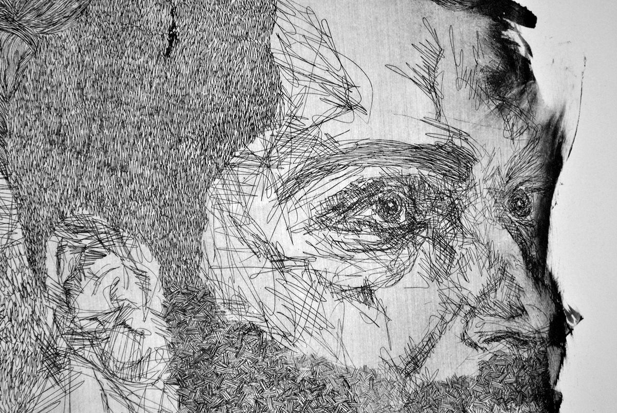 etching printmaking portrait Memory hard ground lines Patterns textures Sugar lift artwork