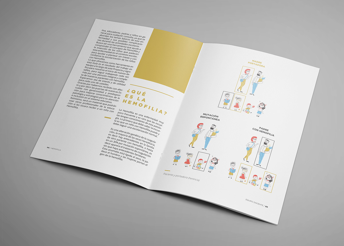 Hemofilia cuadernillos colección ilustracioon editorial infografia hemofilia diseño de personaje