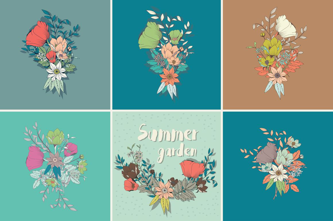 pattern vector seamless Flowers floral wallpaper decorative hand drawn summer spring