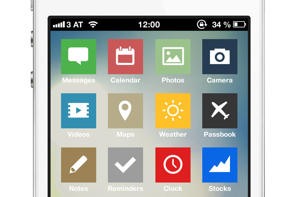 iphone ios apple redesign UI user interface skeuomorphism Sebastian Gansrigler Gansrigler