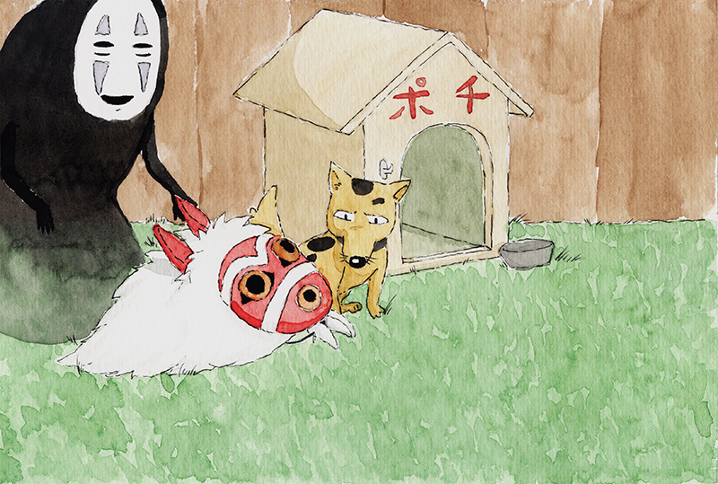 Ilustrações em aquarela watercolor illustration drawings cute Studio Ghibli